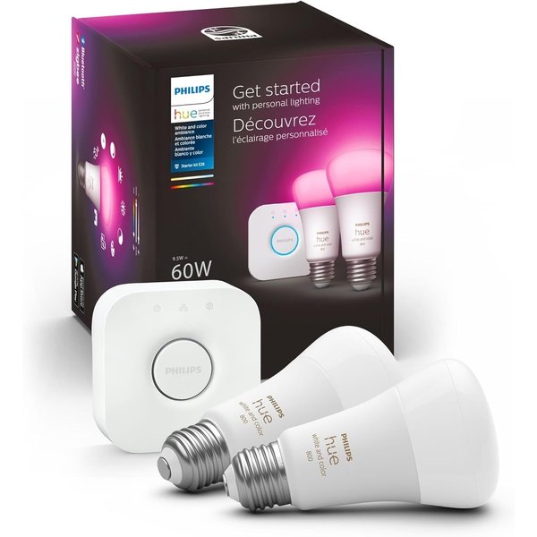 Philips Hue White & Color A19 Starter Kit (4-Bulb + Bridge)